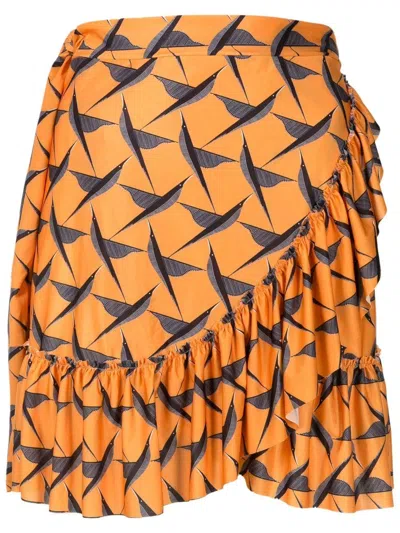 Lygia & Nanny Laurita Ribbed-edge Skirt In Orange