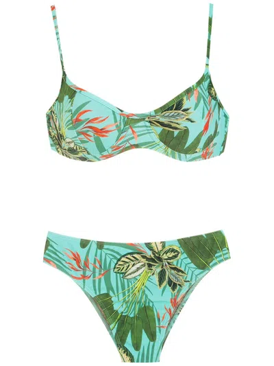 Lygia & Nanny Lilica Leaf-print Bikini In Green