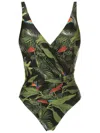 Lygia & Nanny Maisa Leaf-print Draped Swimsuit In Green