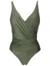 Lygia & Nanny Maísa Liso Draped Swimsuit In Green