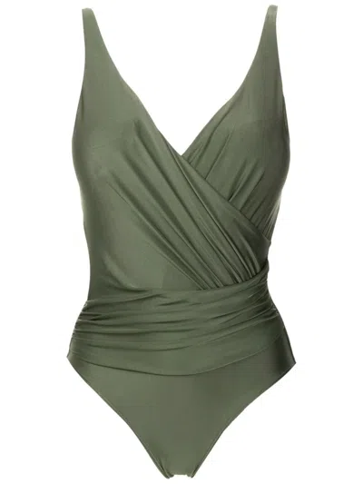 Lygia & Nanny Maísa Liso Draped Swimsuit In Green
