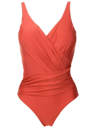 Lygia & Nanny Maísa Liso Draped Swimsuit In Orange