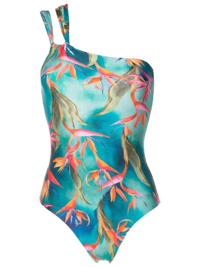 Lygia & Nanny Miusha Single-shoulder Swimsuit In Blue