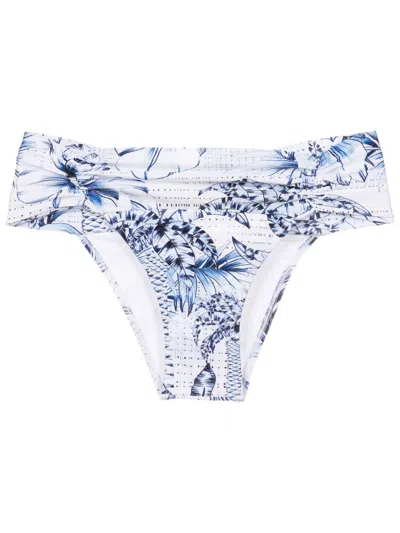 Lygia & Nanny Palm-tree Print Bikini Bottoms In Blue