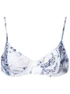 Lygia & Nanny Palm-tree Print Bikini Top In Blue