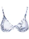 Lygia & Nanny Palm-tree Print Bikini Top In Blue