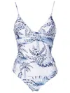Lygia & Nanny Palm-tree Print Swimsuit In Blue