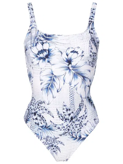 Lygia & Nanny Palm-tree Print Swimsuit In Blue