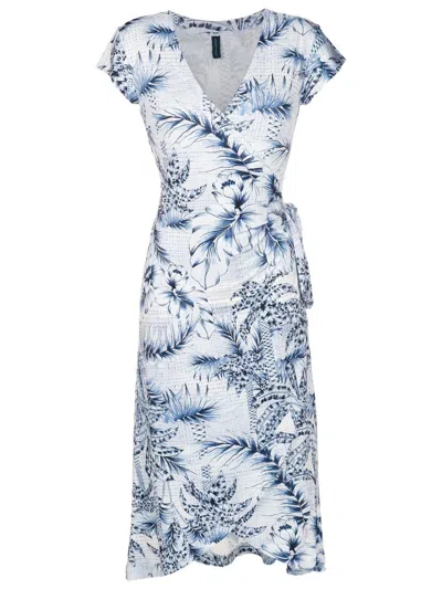 Lygia & Nanny Palm-tree Print Wrap Dress In Blue
