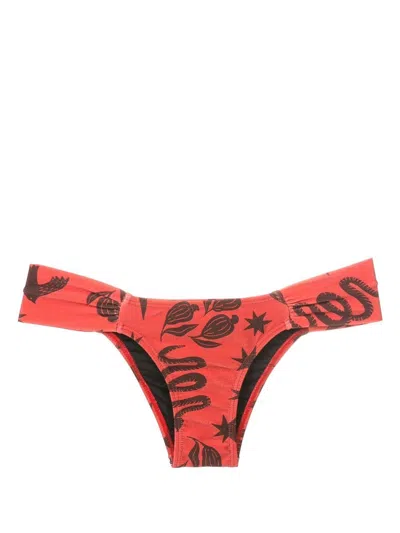 Lygia & Nanny Ritz Printed Bikini Bottoms In Brown