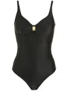 Lygia & Nanny Roberta Logo-plaque Swimsuit In Black
