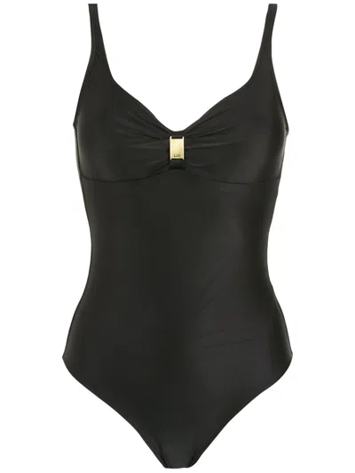 Lygia & Nanny Roberta Logo-plaque Swimsuit In Black