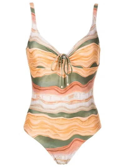 Lygia & Nanny Rosa Lace-up Swimsuit In Brown