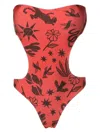 Lygia & Nanny Taylor Cut-out Printed Swimsuit In Brown