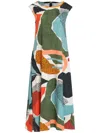 LYGIA & NANNY TIE ABSTRACT-PRINT MIDI DRESS