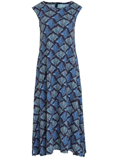 Lygia & Nanny Tie Bio Midi Dress In Blue