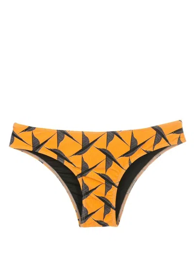 Lygia & Nanny Waikiki Printed Bikini Bottom In Orange