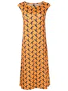 Lygia & Nanny Zababa Bird-print Midi Dress In Orange