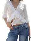 Lyla Grace Isla Lace Top In White In White