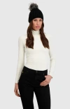 Lyla Grant Beanie Hat With Fur-free Fox (faux Fur) Pompom In Black