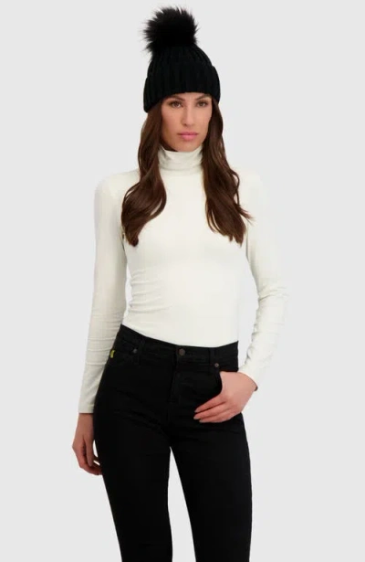 Lyla Grant Beanie Hat With Fur-free Fox (faux Fur) Pompom In Black