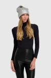 Lyla Grant Beanie With Fur-free Fox (faux Fur) Pompom In Metallic