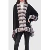 Lyla Grant Cashmere & Wool Blend Cape With Fur-free Chinchilla (faux Fur) Trim) In Black