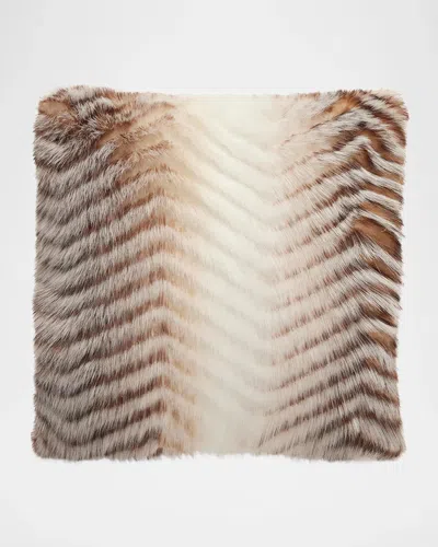 Lyla Grant Chevron Faux Fox Pillow, 20" Square In Brown