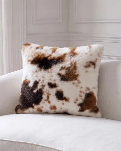 Lyla Grant Cow-print Faux Fur Pillow, 20" Square In Brown
