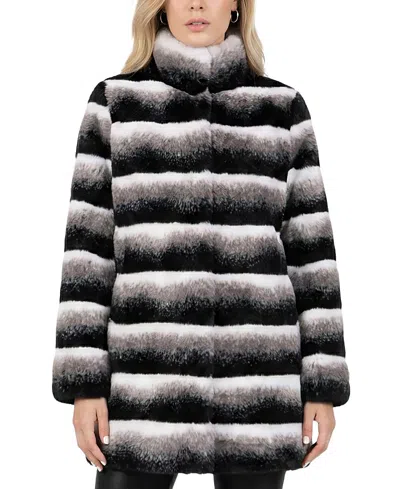 Lyla Grant Faux Fur Chinchilla Reversible Jacket In Black