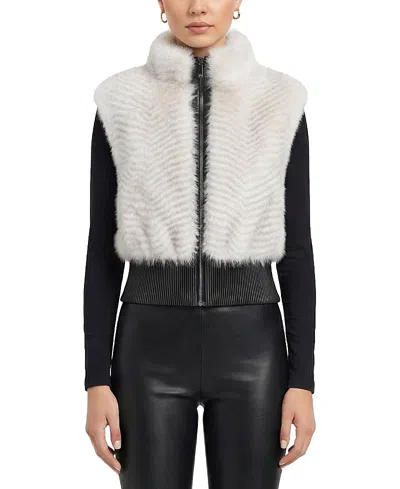 Lyla Grant Faux Fur Cross Fox Vest In White