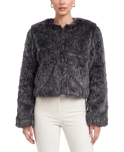 Lyla Grant Faux Fur Fox Bolero In Gray