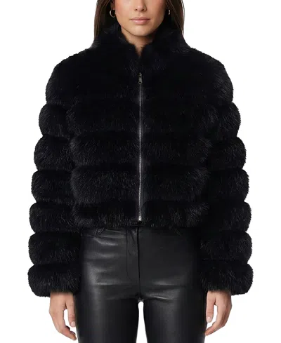 Lyla Grant Faux Fur Fox Reversible Jacket In Black
