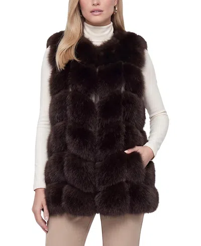 Lyla Grant Faux Fur Fox Vest In Brown