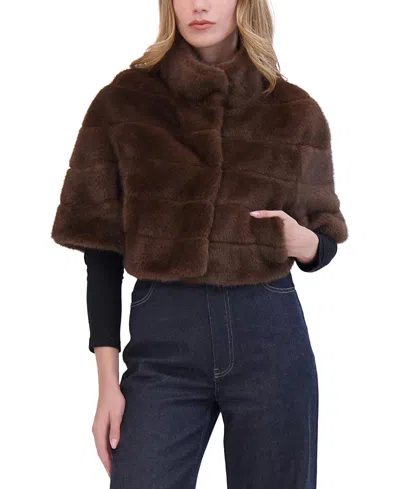 Lyla Grant Faux Fur Mink Bolero In Brown