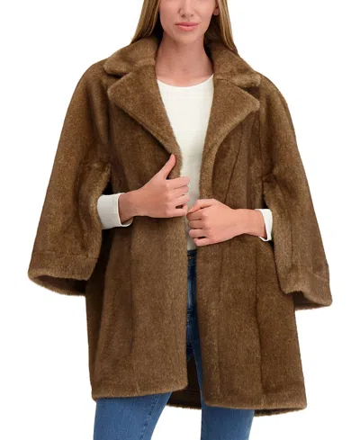 Lyla Grant Faux Fur Mink Jacket In Brown