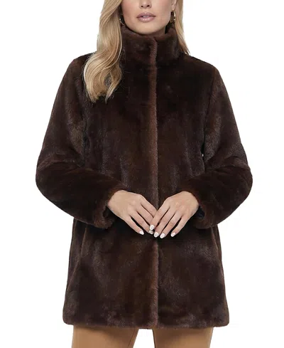 Lyla Grant Faux Fur Mink Reversible Jacket In Brown