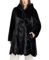 Lyla Grant Faux Fur Mink Reversible Parka Coat In Black