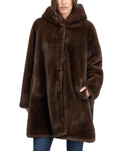 Lyla Grant Faux Fur Mink Reversible Parka Coat In Multi