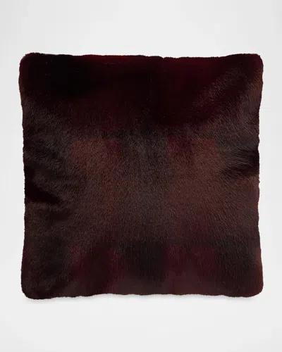 Lyla Grant Faux Mink Pillow, 20" Square In Burgundy