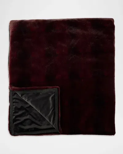 Lyla Grant Faux Mink Throw, 60" X 72" In Burgundy