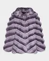 Lyla Grant Fur-free Chevron Faux Chinchilla Coat In Purple