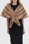 Lyla Grant Fur-free Chinchilla (faux Fur) Horizontal Stole In Brown