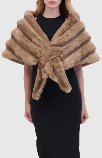 Lyla Grant Fur-free Chinchilla (faux Fur) Horizontal Stole In Brown