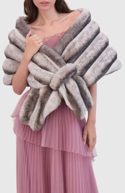 Lyla Grant Fur-free Chinchilla (faux Fur) Horizontal Stole In Gray