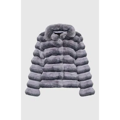 Lyla Grant Fur-free Chinchilla (faux Fur) Jacket In Blue