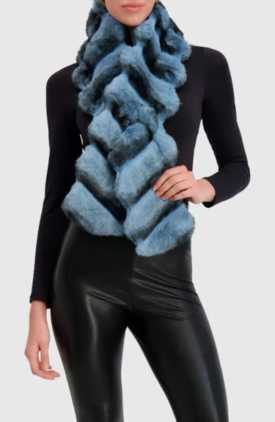 Lyla Grant Fur-free Chinchilla (faux Fur) Pull-through Scarf In Blue
