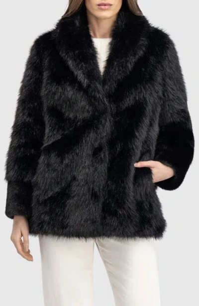 Lyla Grant Fur-free Fox And Mink (faux Fur) Jacket In Black
