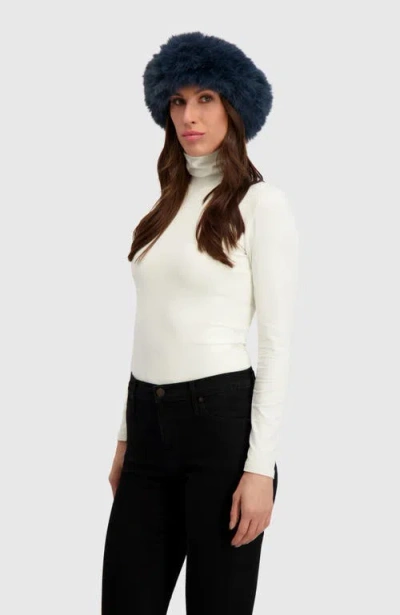 Lyla Grant Fur-free Fox (faux Fur) Headband In Blue