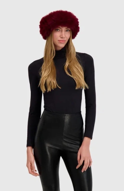 Lyla Grant Fur-free Fox (faux Fur) Headband In Burgundy